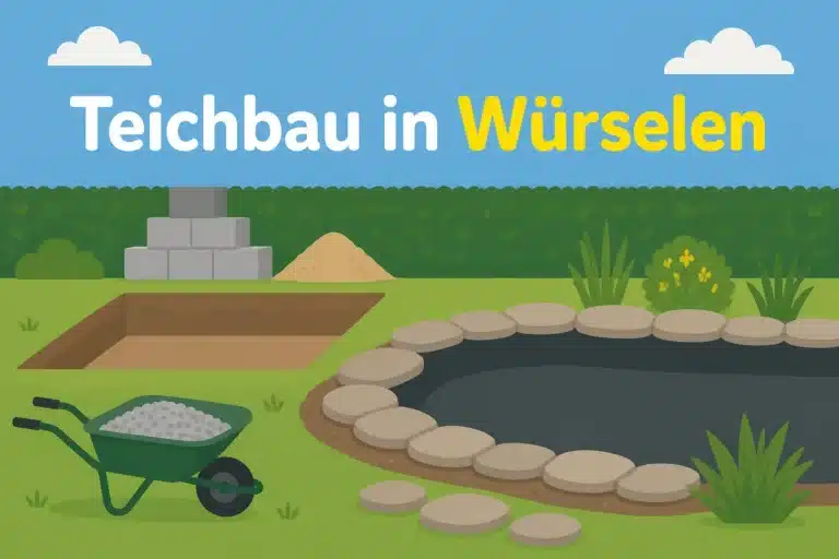 Teichbau in Würselen - Illustration